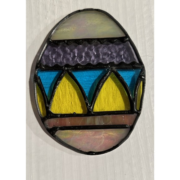 Easter Egg Stained Glass Sun Catcher Window Tray Ornament Mirror Decor Spring - Picture 3 of 5